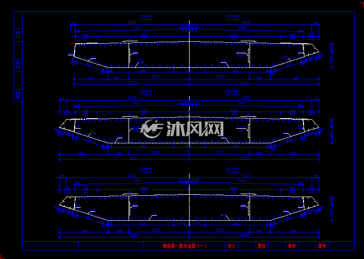 连续双塔双索面钢箱斜拉桥- 公路桥梁图图纸 - 沐风网