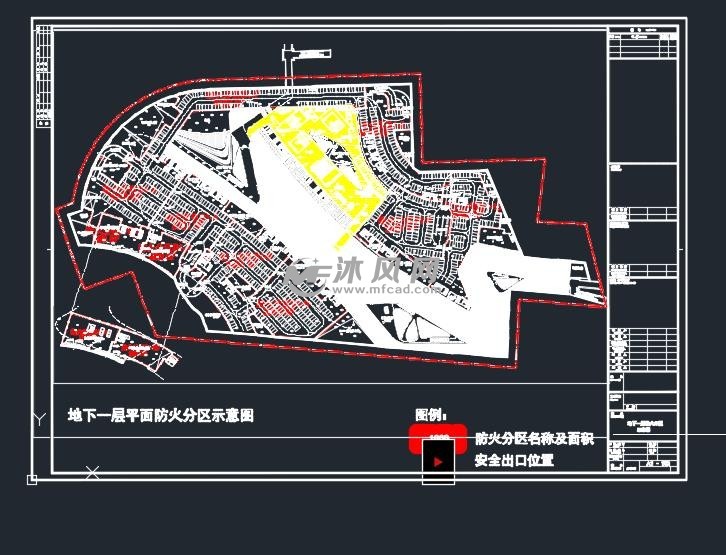 地下一层防火分区图提供一份某地现代商业综合体异形建筑设计图,图纸
