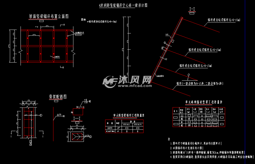 面竖梁锚杆布置