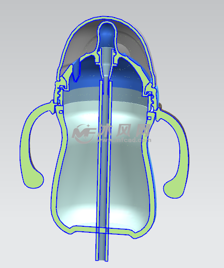 硅膠奶瓶含結構設計 - 瓶子容器圖紙 - 沐風網
