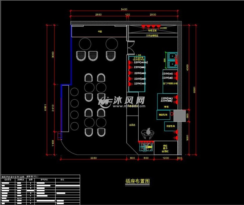 麵包店cad施工圖效果圖