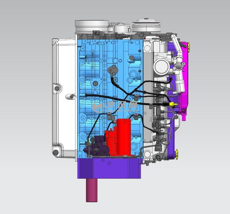直列四缸发动机右视图