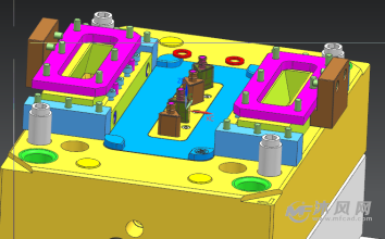 一款前模行位推板顶出模具3d图档