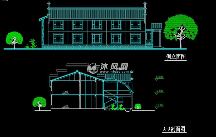 新徽派园林酒店cad图纸- 商业综合建筑图纸 - 沐风网