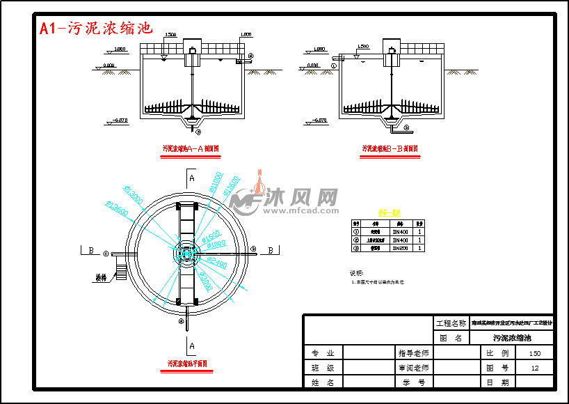 污泥浓缩池高程图图片