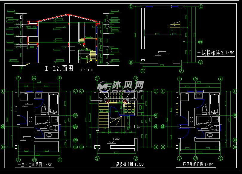 农村二层住宅卫生间,楼梯图