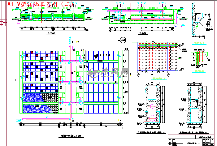 a1-v型滤池工艺图a1-二泵站工艺图a1-清水池工艺图a1-一泵站工艺图