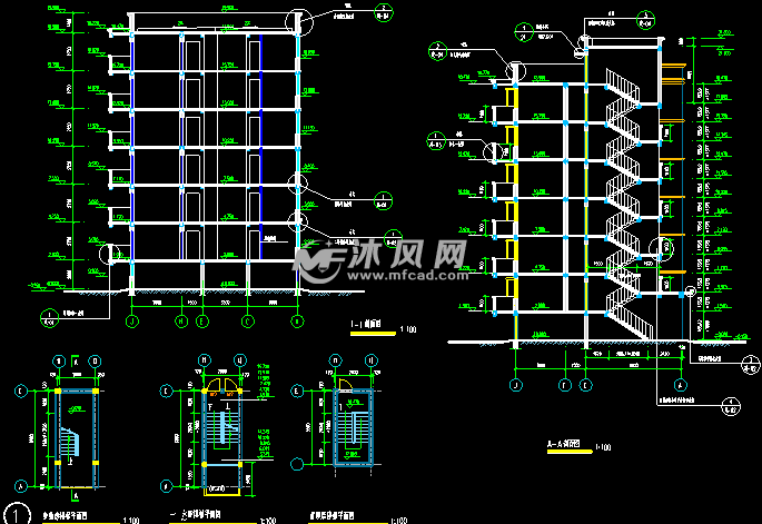 六层居民楼剖面图