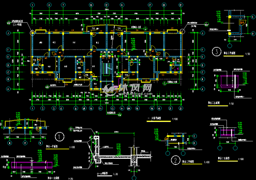 六层居民楼cad图纸