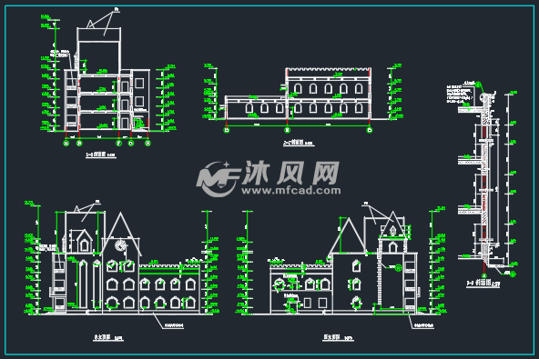 幼儿园整体立面图和剖面图