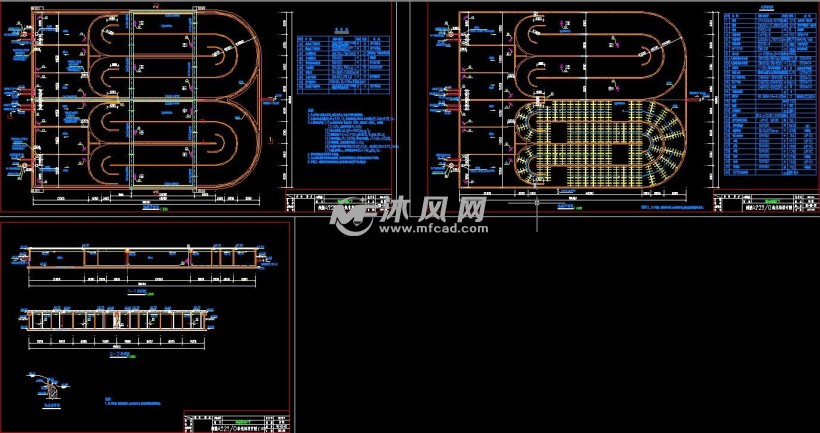 倒置aao氧化沟设计图纸,设计处理量为5万吨每天,工艺流程为粗格栅提升