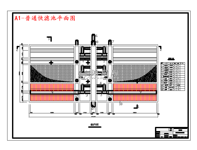 a1-普通快滤池平面图a1-普通快滤池剖面图a1-水厂高程图a1-水厂平面