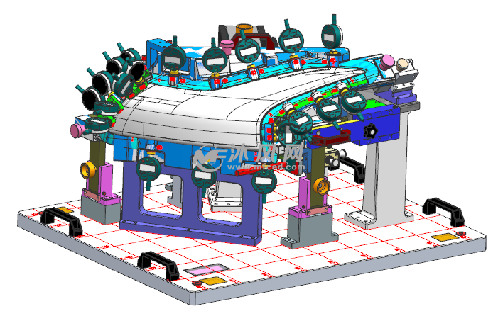 检具设计了模拟块和百分表打表两种检测方式(其中模块设计了0mm面差