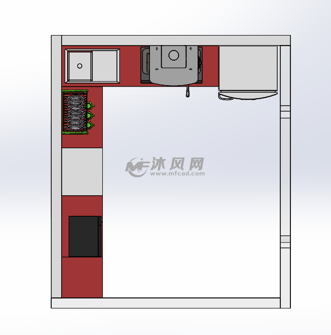 側視圖圖紙為廚房佈局設計主要從廚房的裝修和家電上著手,本圖包括