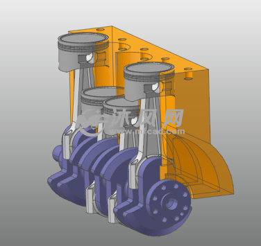 四缸發動機模型3d