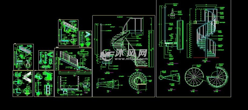 楼房楼梯扶手设计cad施工图- 详图,图库图纸 - 沐风网