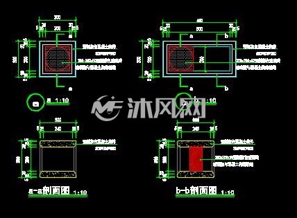 景墙玻璃砖挡土墙及台阶- 小品及配套设施施工图图纸 - 沐风网