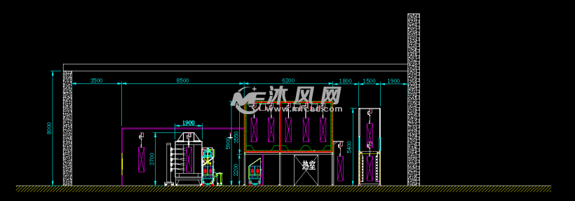 前处理喷粉线cad - 通用设备图纸 - 沐风网