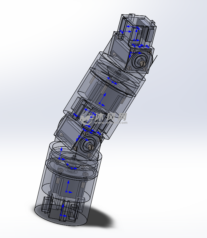 基于p-r关节模块设计了自锁机构,可自主锁紧/断开,从而实现蛇形机器人