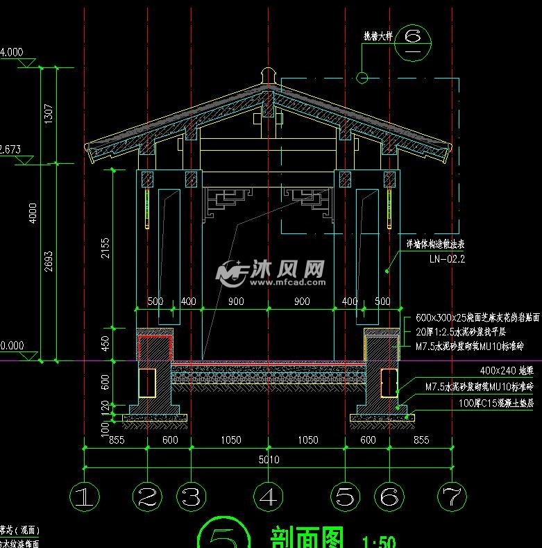 廊架手绘立面图图片