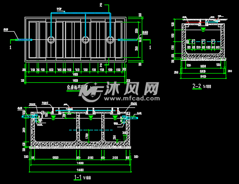 200立方钢筋混凝土化粪池结构设计图