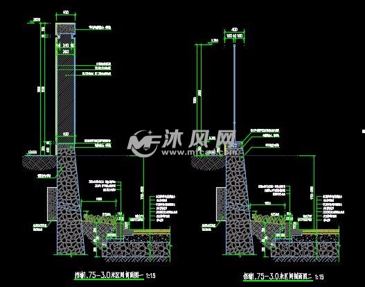 5毛石擋土牆(含結構)- 小品及配套設施施工圖圖紙 - 沐風網