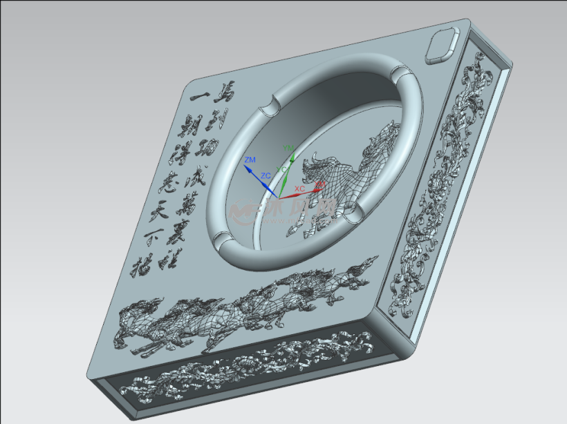 马到成功烟灰缸细节图马到成功灰缸模型,模型可以用ug12.