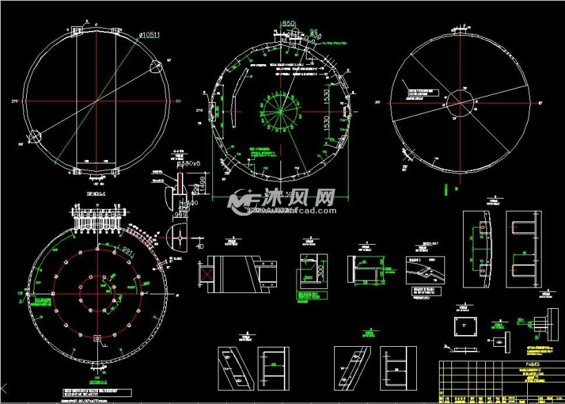 有机废水直径10米ic厌氧塔详细加工图- 环保图纸 - 沐风网