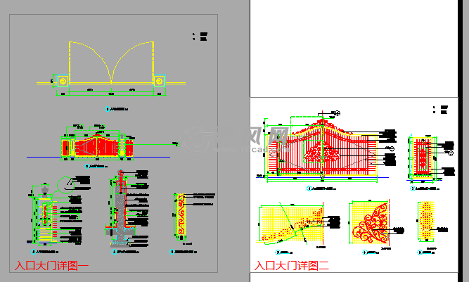 入口大门详图 建筑模型图纸 沐风网
