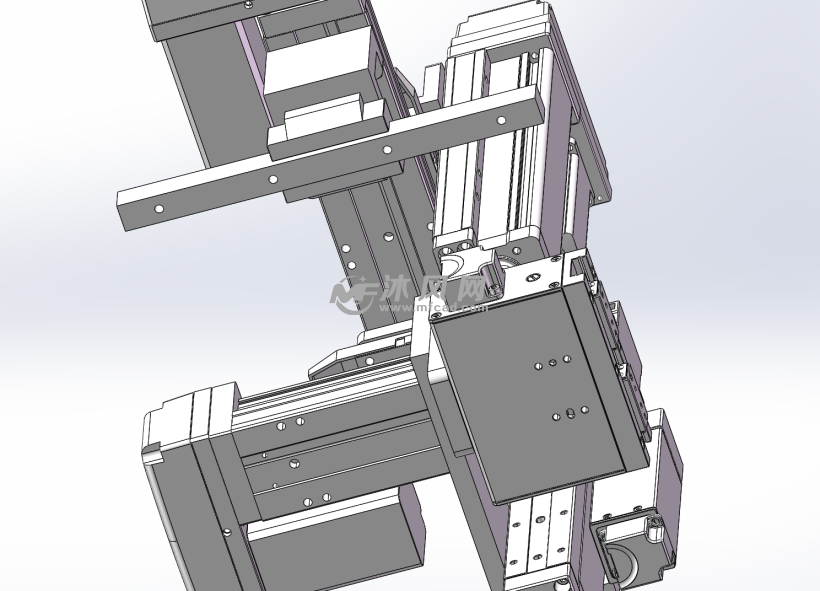三轴机械臂模型图 - 机器人模型图纸 - 沐风网