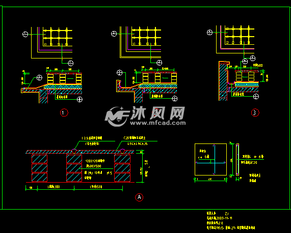 出屋面屋面詳圖cad,其中包括了:變壓式通風道出屋面,架空隔熱屋面構造