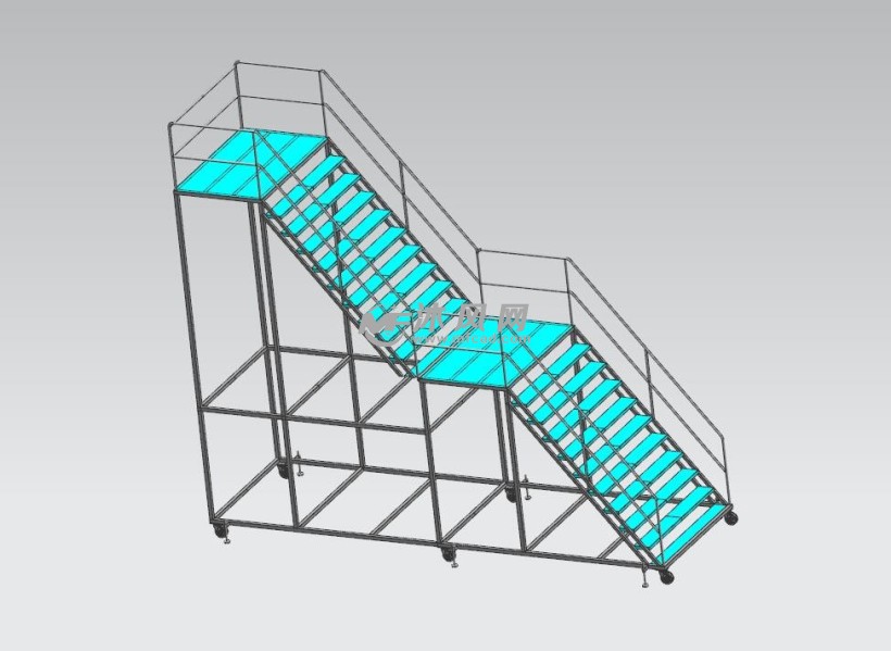 可移动钢制楼梯前后二等角轴测