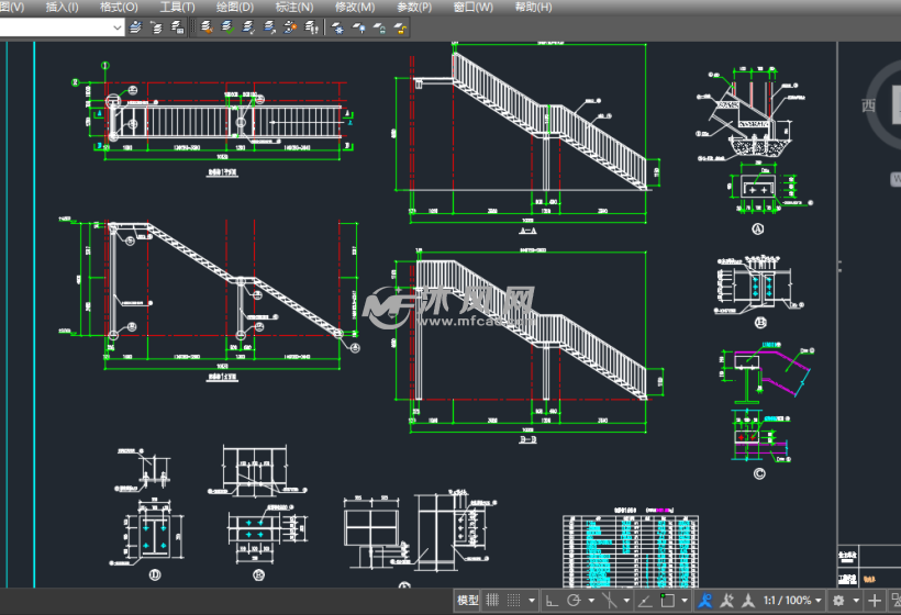 物流园工业钢结构楼梯施工图