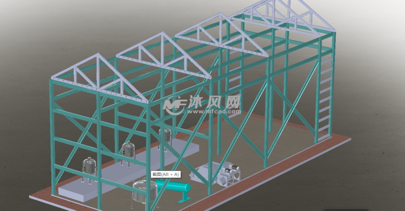 立体图这是一个钢结构的厂房的模型图,常规钢构厂房的实用设计,文件包