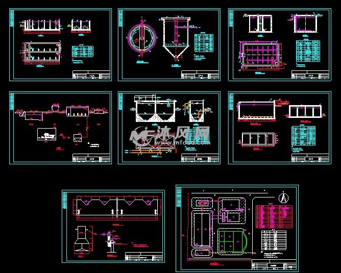 工藝汙水處理工藝設計施工圖,圖紙內容包含平面,剖面,詳細的材料清單