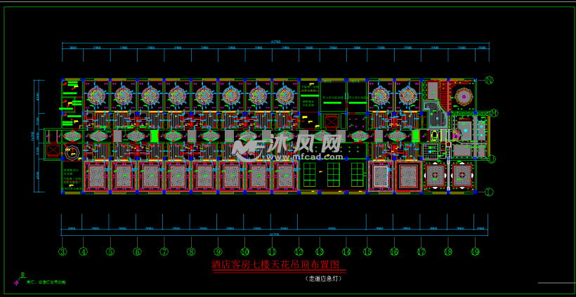 酒店客房七楼天花吊顶布置图