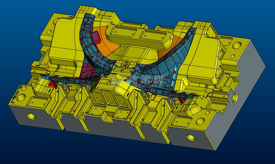 一模两穴,大型模具,分左右门门槛,模仁模板一体式,热流