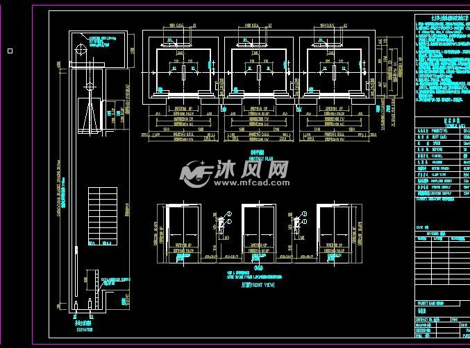 三联梯机房及梯井布置图