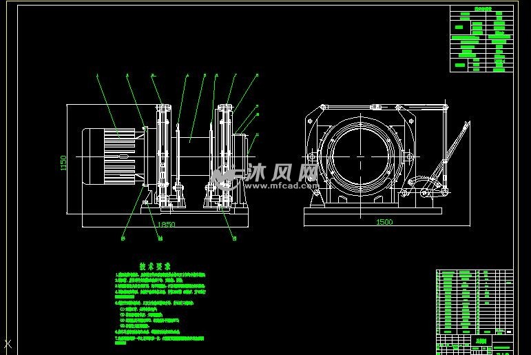 抱闸式内置变速卷筒 - 机械设备图纸 - 沐风网