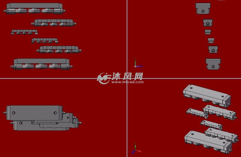 6款21322 - 铝制滚子支座三视图