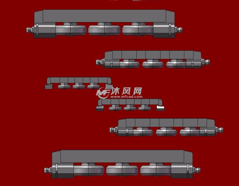 6款21322 - 铝制滚子支座三视图6款21322 - 铝制滚子支座,模型包含6款