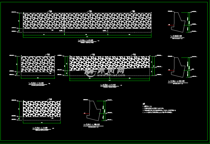 扶壁式擋土牆設計cad施工圖共13張- 道路地面鋪裝施工圖圖紙 - 沐風網