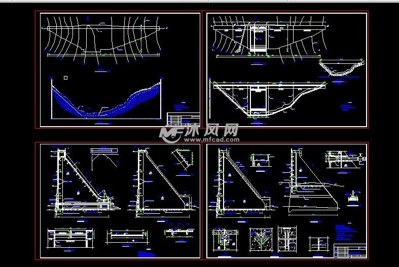 某栏水调控的防洪闸坝结构方案- 大坝堤防图图纸 - 沐风网