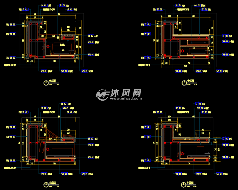 展示台,收银台,布菲台,接待台详图- cad建筑图纸 - 沐风网
