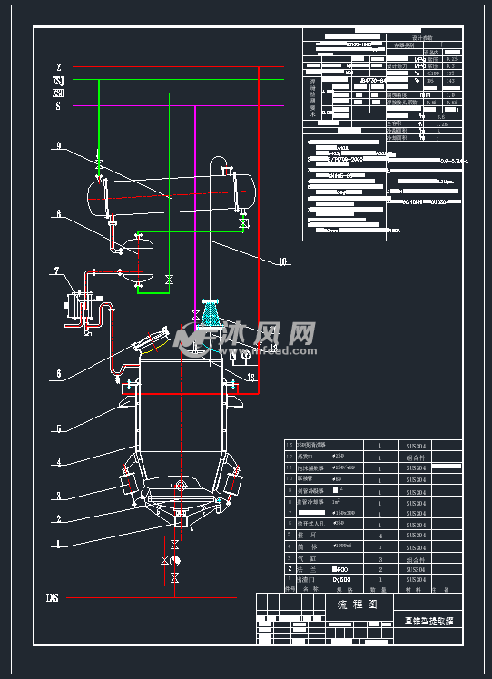 提取设备图纸包括:1000l直锥型提取罐及1000l直锥型提取罐流程图,3000