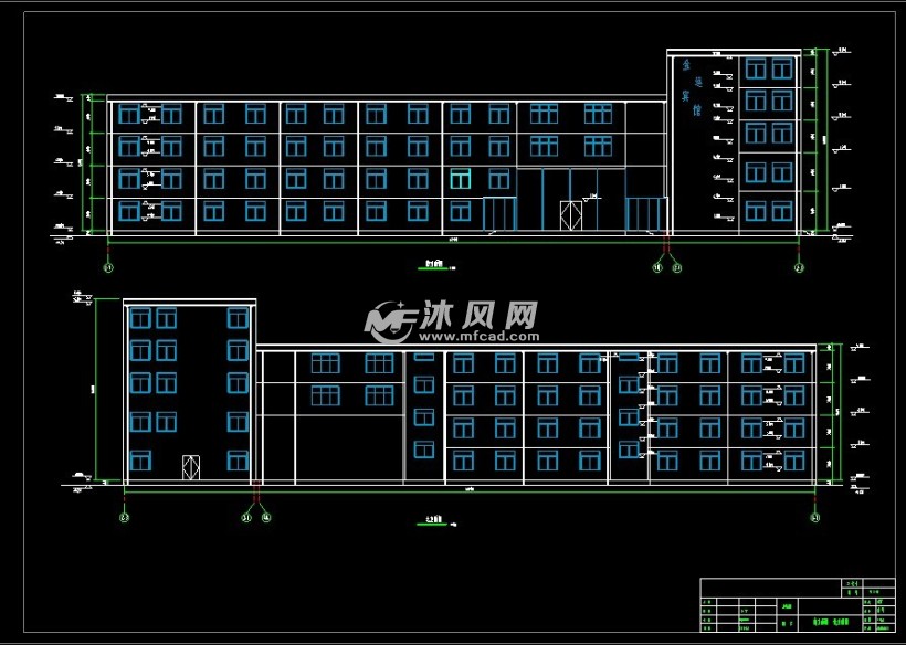 宿舍樓設計(計算書,建築,結構圖),包含:一層平面圖,南立面圖,剖面圖等