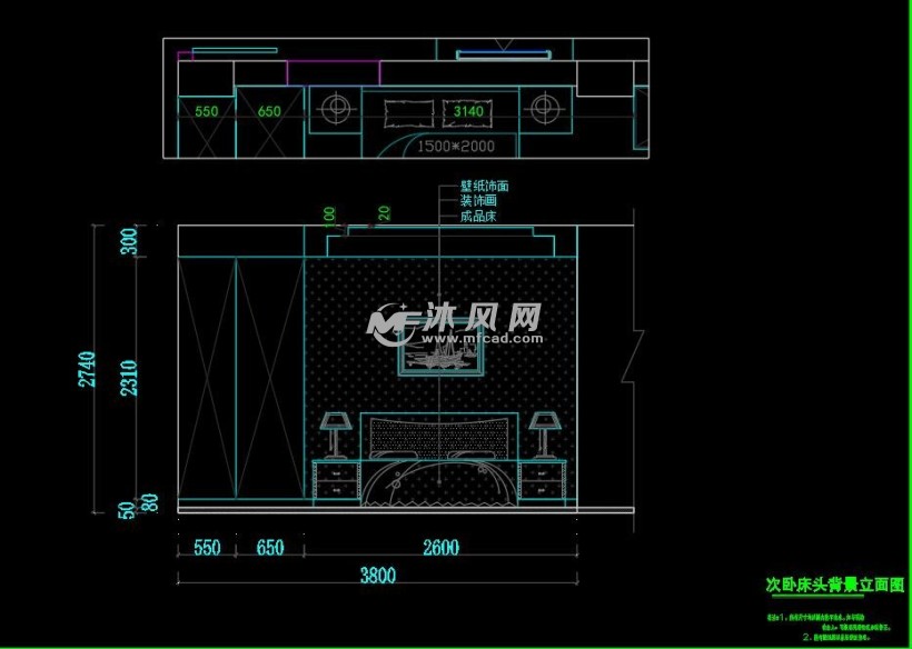 卧室背景立面图图片