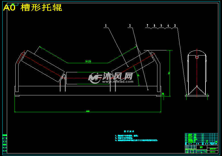 槽形託輥a1 齒輪a0 傳動滾筒機架a1 軸a0 減速器總裝配圖a2 傳動滾筒