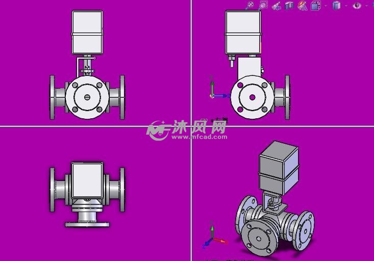 hmv-fl-3t series电动阀驱动器球阀三视图