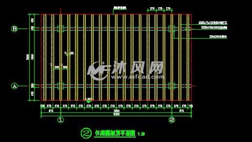 防腐木龙骨特色廊架花架含结构- 小品及配套设施施工图图纸 - 沐风网